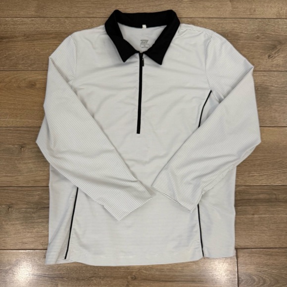 Tail Shirt Womens Extra Large White Black Striped Long Sleeve Quarter‎ Zip - Picture 1 of 5